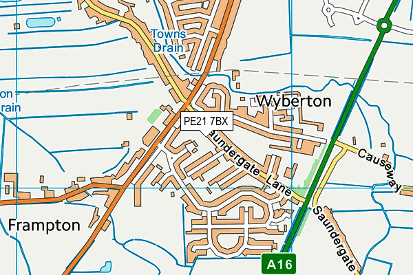 PE21 7BX map - OS VectorMap District (Ordnance Survey) PE21 7BX map - OS VectorMap District (Ordnance Survey)