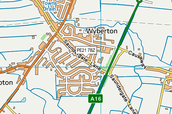 PE21 7BZ map - OS VectorMap District (Ordnance Survey)