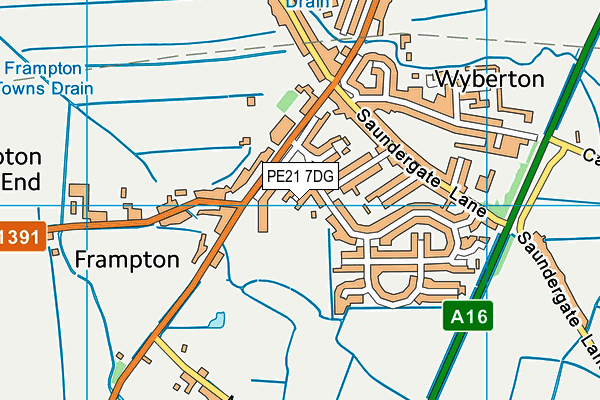 PE21 7DG map - OS VectorMap District (Ordnance Survey) PE21 7DG map - OS VectorMap District (Ordnance Survey)