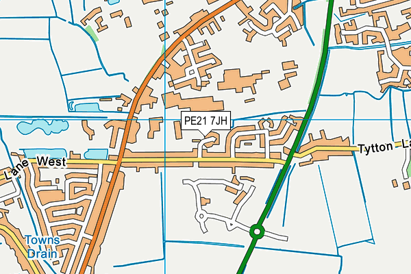PE21 7JH map - OS VectorMap District (Ordnance Survey) PE21 7JH map - OS VectorMap District (Ordnance Survey)