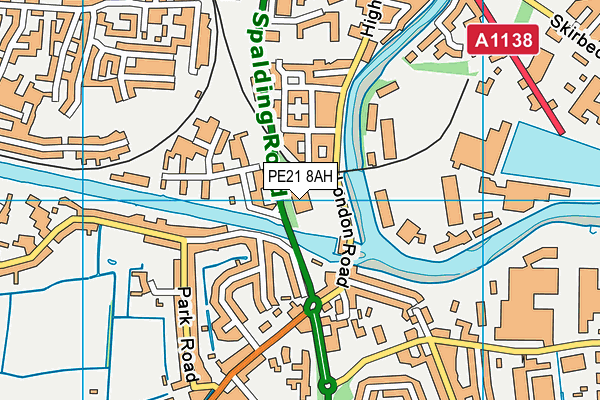 PE21 8AH map - OS VectorMap District (Ordnance Survey)