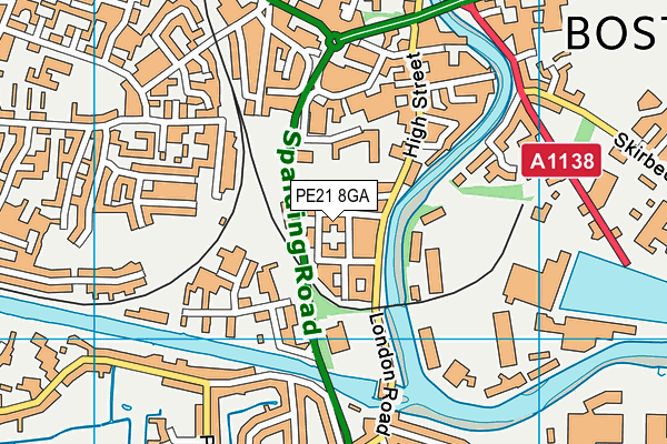 PE21 8GA map - OS VectorMap District (Ordnance Survey)