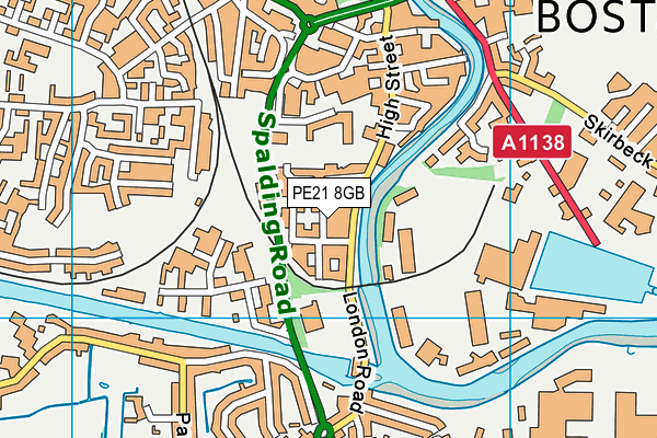 PE21 8GB map - OS VectorMap District (Ordnance Survey)