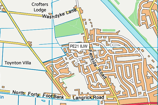 PE21 8JW map - OS VectorMap District (Ordnance Survey) PE21 8JW map - OS VectorMap District (Ordnance Survey)