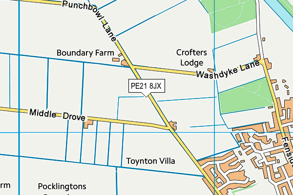 PE21 8JX map - OS VectorMap District (Ordnance Survey) PE21 8JX map - OS VectorMap District (Ordnance Survey)