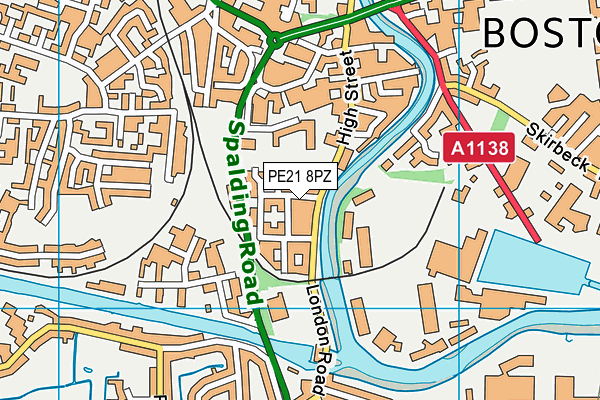 PE21 8PZ map - OS VectorMap District (Ordnance Survey)
