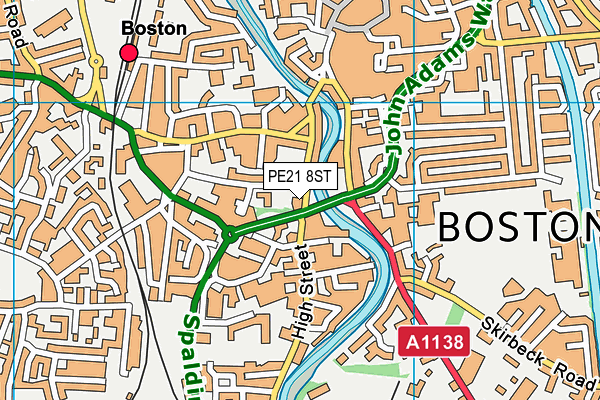 PE21 8ST map - OS VectorMap District (Ordnance Survey)