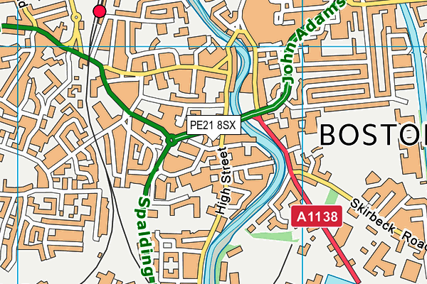 PE21 8SX map - OS VectorMap District (Ordnance Survey) PE21 8SX map - OS VectorMap District (Ordnance Survey)