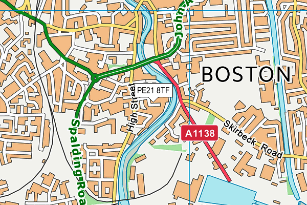 PE21 8TF map - OS VectorMap District (Ordnance Survey) PE21 8TF map - OS VectorMap District (Ordnance Survey)