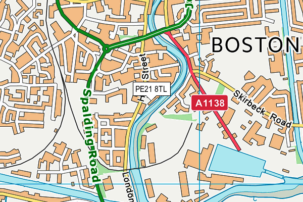 PE21 8TL map - OS VectorMap District (Ordnance Survey)