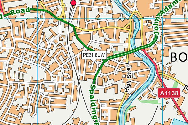 PE21 8UW map - OS VectorMap District (Ordnance Survey) PE21 8UW map - OS VectorMap District (Ordnance Survey)