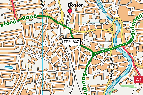 PE21 8XZ map - OS VectorMap District (Ordnance Survey) PE21 8XZ map - OS VectorMap District (Ordnance Survey)