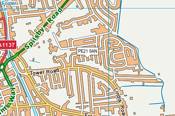 PE21 9AN map - OS VectorMap District (Ordnance Survey) PE21 9AN map - OS VectorMap District (Ordnance Survey)