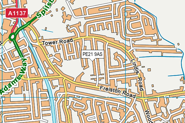 PE21 9AS map - OS VectorMap District (Ordnance Survey) PE21 9AS map - OS VectorMap District (Ordnance Survey)
