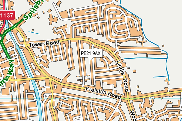 PE21 9AX map - OS VectorMap District (Ordnance Survey) PE21 9AX map - OS VectorMap District (Ordnance Survey)
