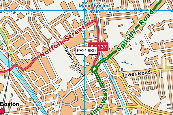 PE21 9BD map - OS VectorMap District (Ordnance Survey) PE21 9BD map - OS VectorMap District (Ordnance Survey)