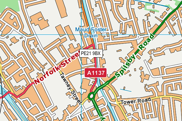 PE21 9BX map - OS VectorMap District (Ordnance Survey) PE21 9BX map - OS VectorMap District (Ordnance Survey)