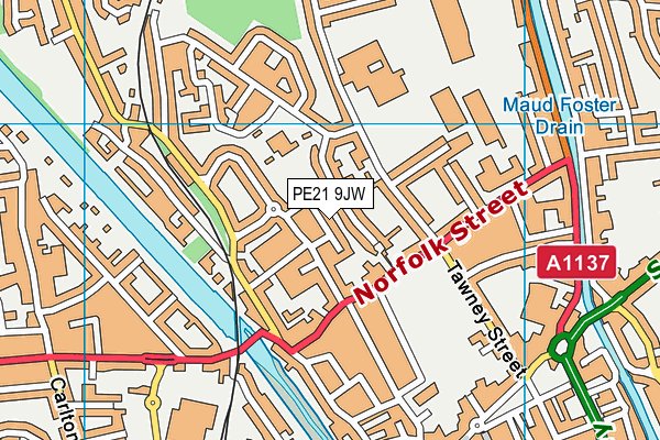 PE21 9JW map - OS VectorMap District (Ordnance Survey) PE21 9JW map - OS VectorMap District (Ordnance Survey)