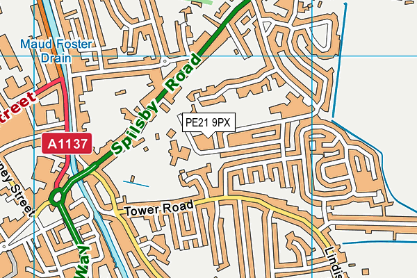 PE21 9PX map - OS VectorMap District (Ordnance Survey) PE21 9PX map - OS VectorMap District (Ordnance Survey)