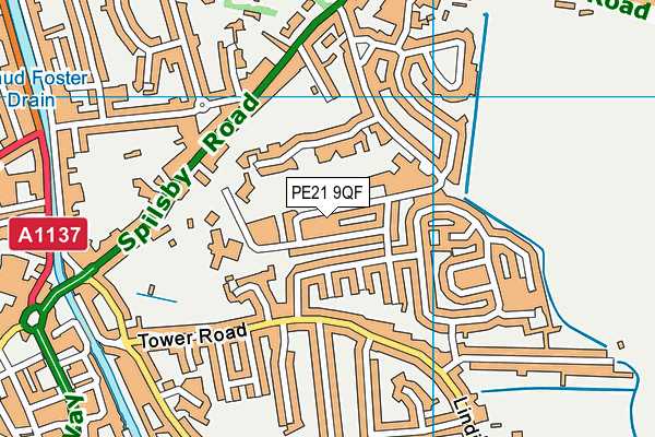 PE21 9QF map - OS VectorMap District (Ordnance Survey) PE21 9QF map - OS VectorMap District (Ordnance Survey)