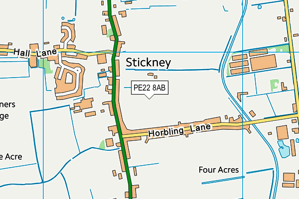 PE22 8AB map - OS VectorMap District (Ordnance Survey) PE22 8AB map - OS VectorMap District (Ordnance Survey)