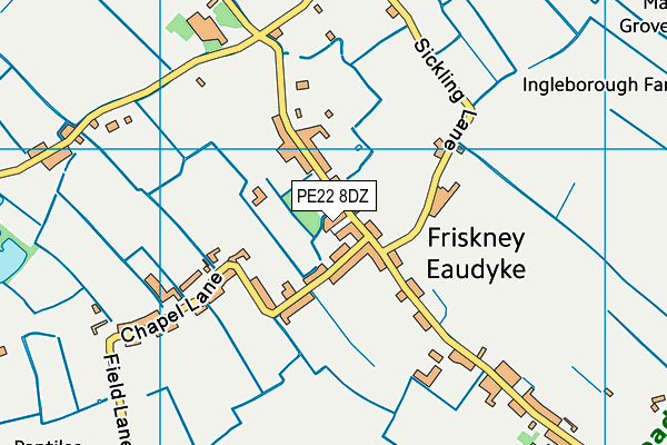 PE22 8DZ map - OS VectorMap District (Ordnance Survey)