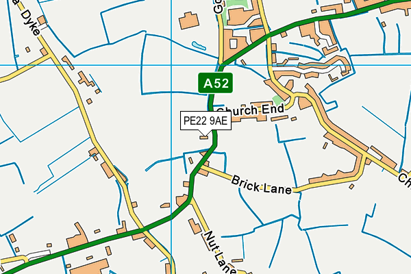 PE22 9AE map - OS VectorMap District (Ordnance Survey) PE22 9AE map - OS VectorMap District (Ordnance Survey)