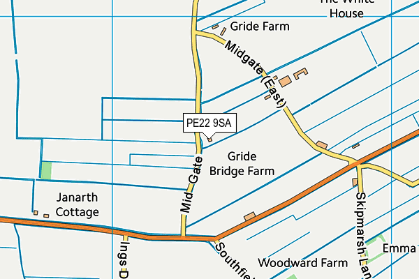 PE22 9SA map - OS VectorMap District (Ordnance Survey) PE22 9SA map - OS VectorMap District (Ordnance Survey)