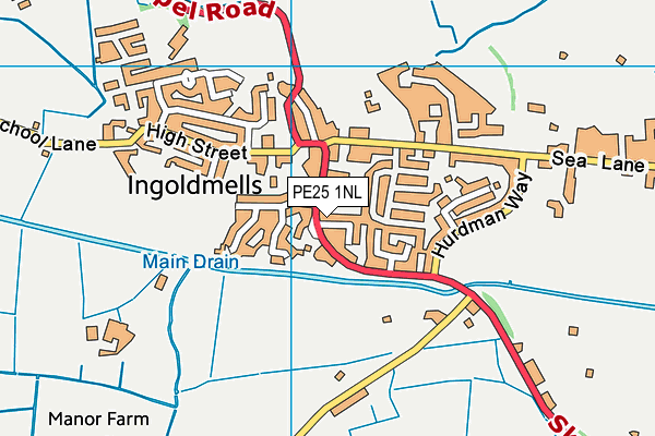 PE25 1NL map - OS VectorMap District (Ordnance Survey) PE25 1NL map - OS VectorMap District (Ordnance Survey)