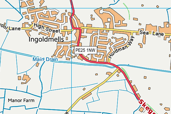 PE25 1NW map - OS VectorMap District (Ordnance Survey) PE25 1NW map - OS VectorMap District (Ordnance Survey)