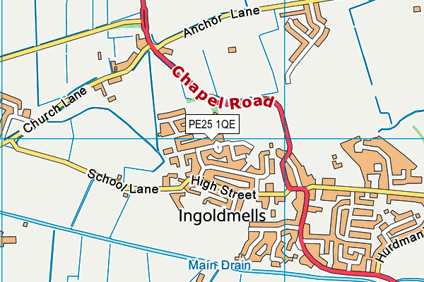 PE25 1QE map - OS VectorMap District (Ordnance Survey)
