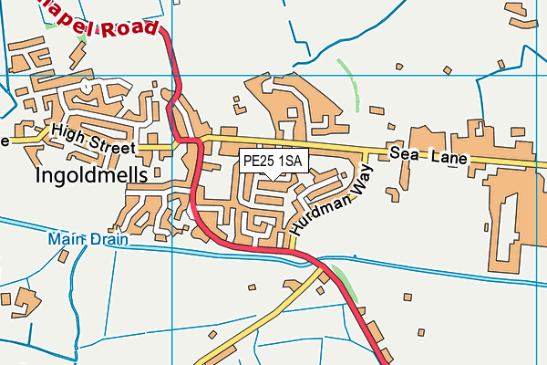 PE25 1SA map - OS VectorMap District (Ordnance Survey) PE25 1SA map - OS VectorMap District (Ordnance Survey)
