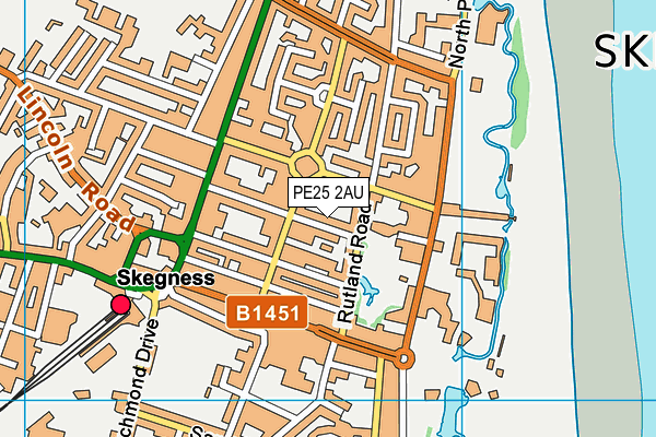 PE25 2AU map - OS VectorMap District (Ordnance Survey)