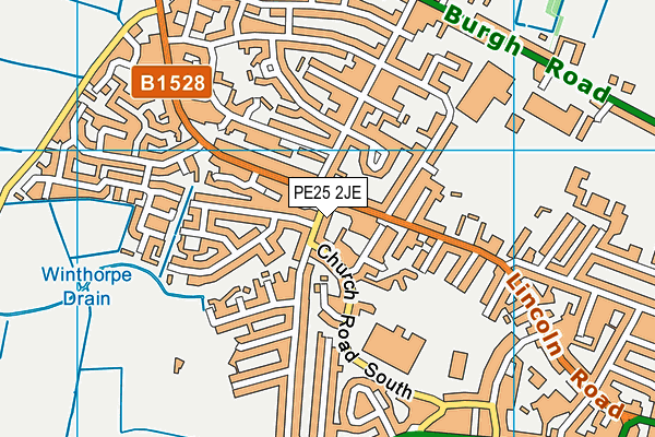 PE25 2JE map - OS VectorMap District (Ordnance Survey) PE25 2JE map - OS VectorMap District (Ordnance Survey)