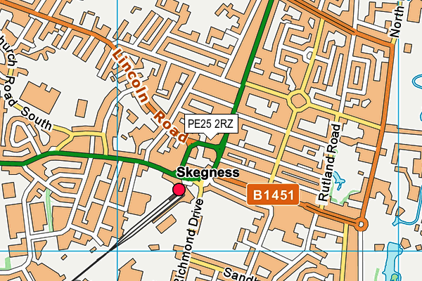 PE25 2RZ map - OS VectorMap District (Ordnance Survey)