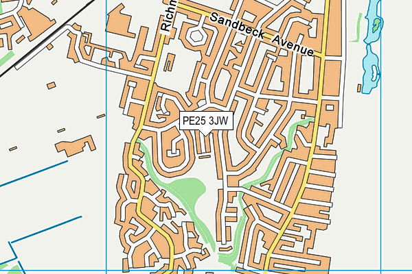 PE25 3JW map - OS VectorMap District (Ordnance Survey) PE25 3JW map - OS VectorMap District (Ordnance Survey)