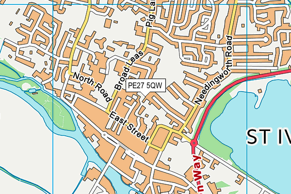 PE27 5QW map - OS VectorMap District (Ordnance Survey) PE27 5QW map - OS VectorMap District (Ordnance Survey)