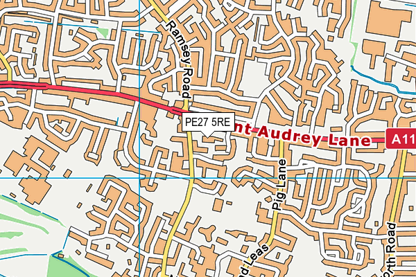 PE27 5RE map - OS VectorMap District (Ordnance Survey) PE27 5RE map - OS VectorMap District (Ordnance Survey)