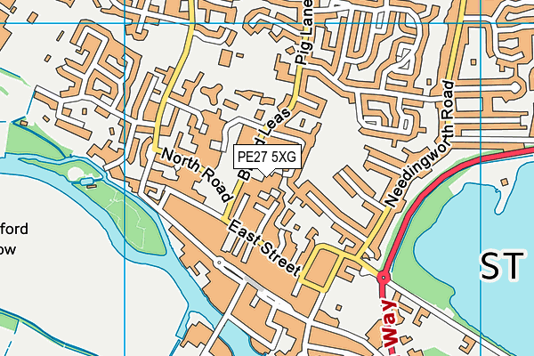 PE27 5XG map - OS VectorMap District (Ordnance Survey) PE27 5XG map - OS VectorMap District (Ordnance Survey)