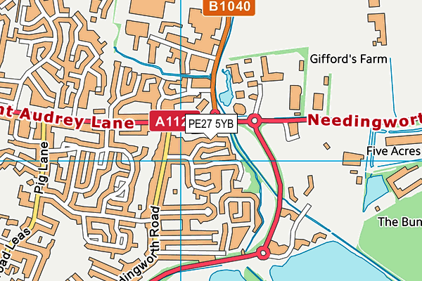 PE27 5YB map - OS VectorMap District (Ordnance Survey) PE27 5YB map - OS VectorMap District (Ordnance Survey)