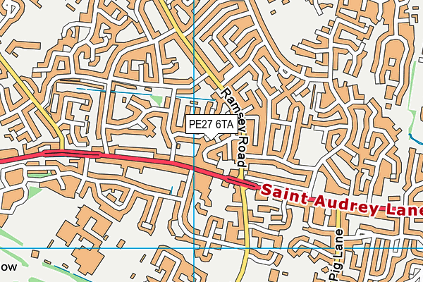 PE27 6TA map - OS VectorMap District (Ordnance Survey)