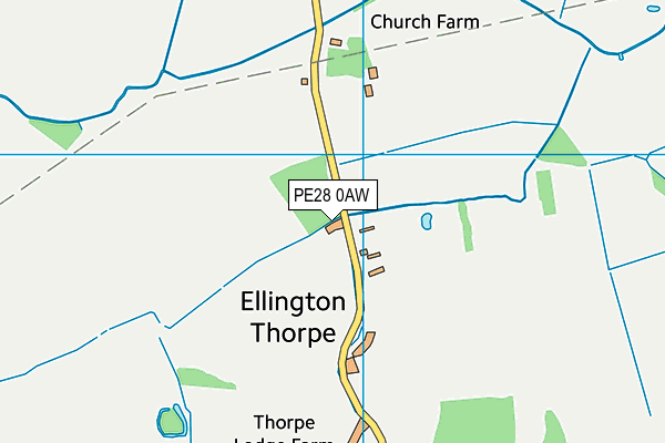 PE28 0AW map - OS VectorMap District (Ordnance Survey)