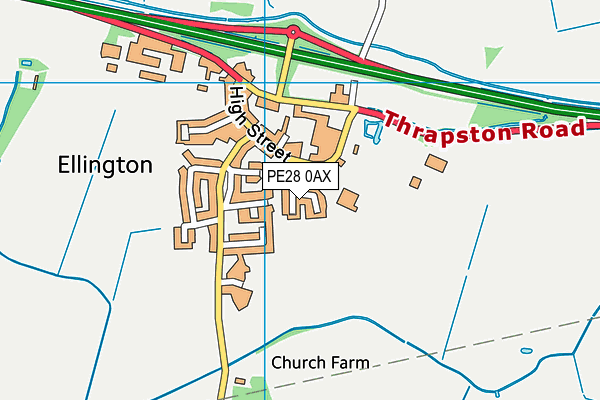 PE28 0AX map - OS VectorMap District (Ordnance Survey)
