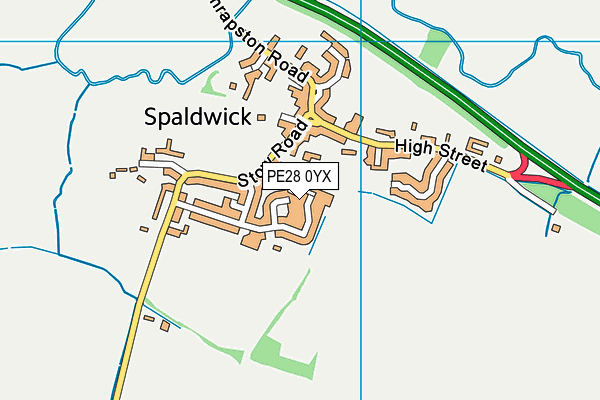 PE28 0YX map - OS VectorMap District (Ordnance Survey) PE28 0YX map - OS VectorMap District (Ordnance Survey)