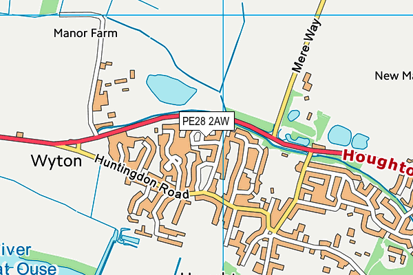 PE28 2AW map - OS VectorMap District (Ordnance Survey)