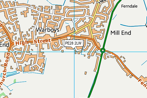 PE28 2LW map - OS VectorMap District (Ordnance Survey)