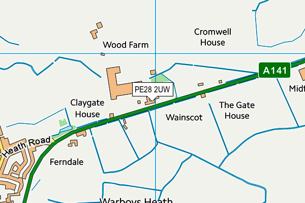 PE28 2UW map - OS VectorMap District (Ordnance Survey)
