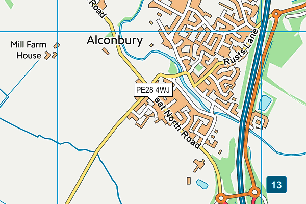PE28 4WJ map - OS VectorMap District (Ordnance Survey)