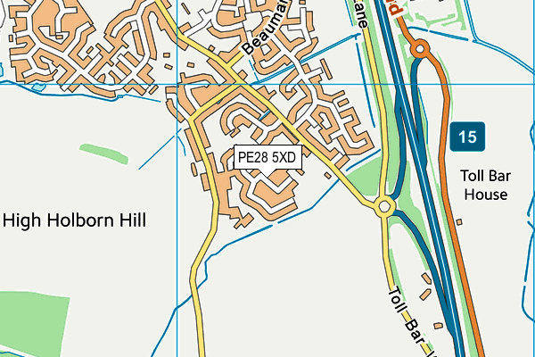 PE28 5XD map - OS VectorMap District (Ordnance Survey)