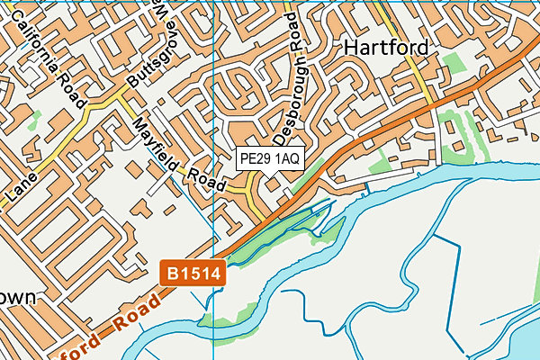 PE29 1AQ map - OS VectorMap District (Ordnance Survey) PE29 1AQ map - OS VectorMap District (Ordnance Survey)